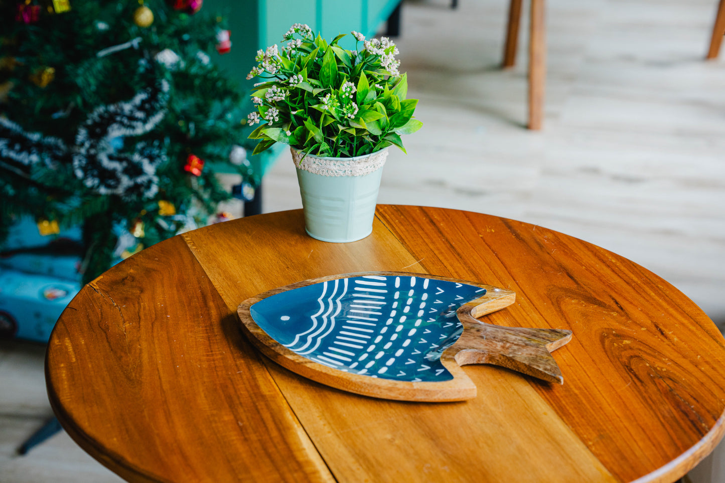 Handmade Wooden Fish Platter for Serving Snacks