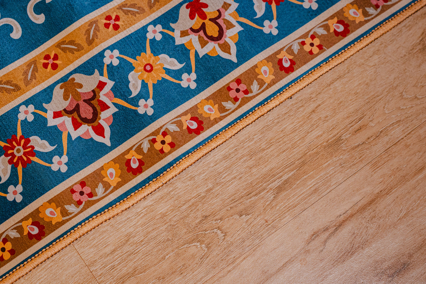Royal Blue Floral Premium Chenille Rug
