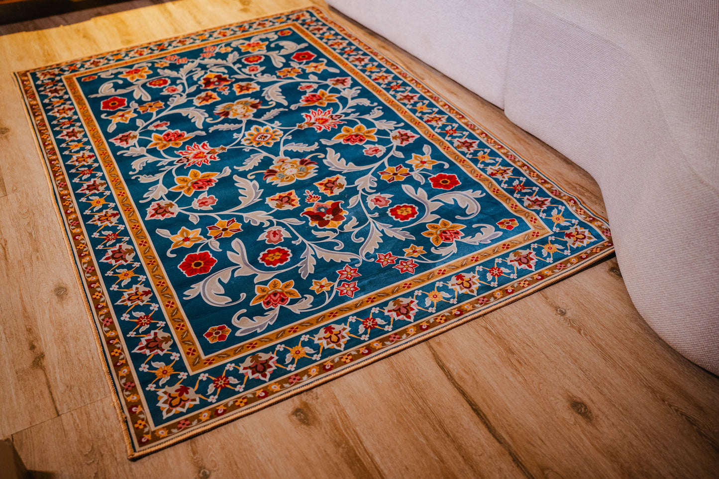 Royal Blue Floral Premium Chenille Rug