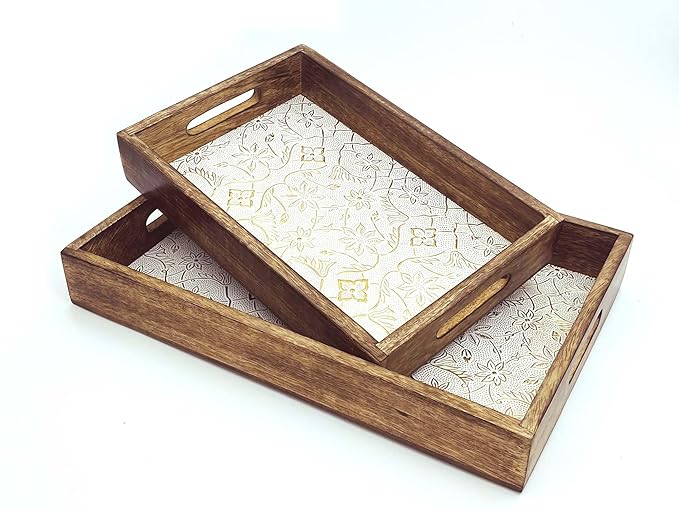 Handmade Wooden Tray for Serving Pair