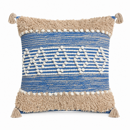 Blue White Boho Abstract Cushion Cover