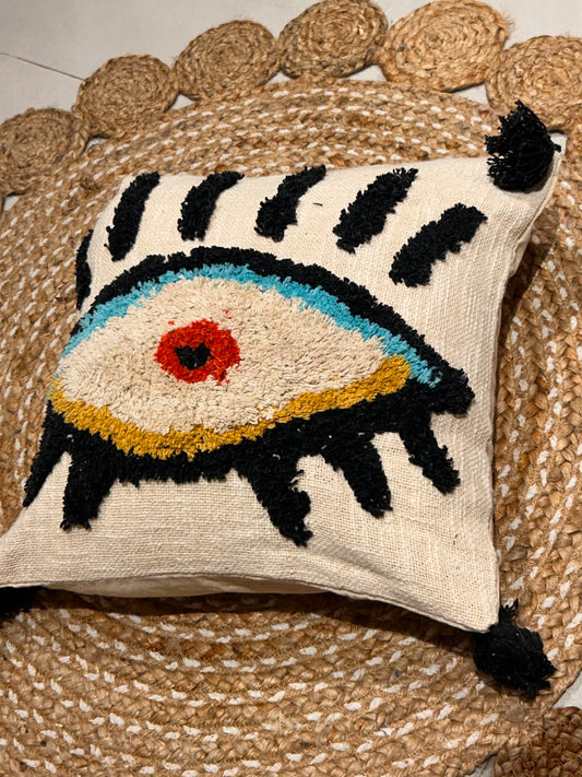 Evil Eye Tufted Boho Cushion Cover
