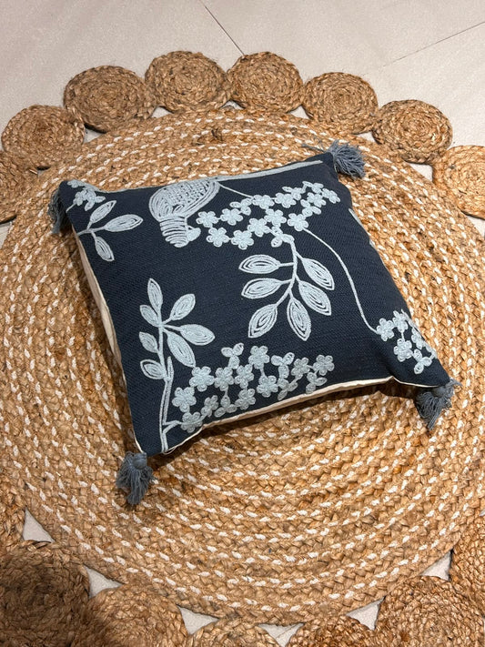 Garden Floral Navy Blue Cushion Cover