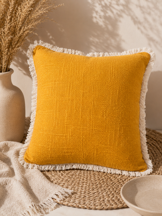 Solid Color Fringe Cushion Cover