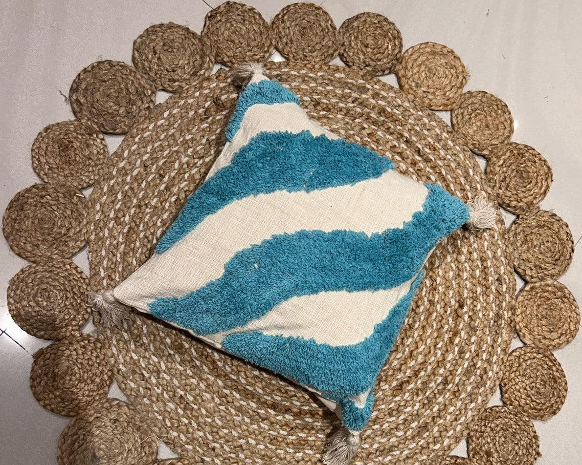Blue Wave Boho Cushion Cover