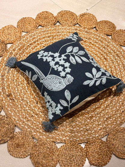 Garden Floral Navy Blue Cushion Cover