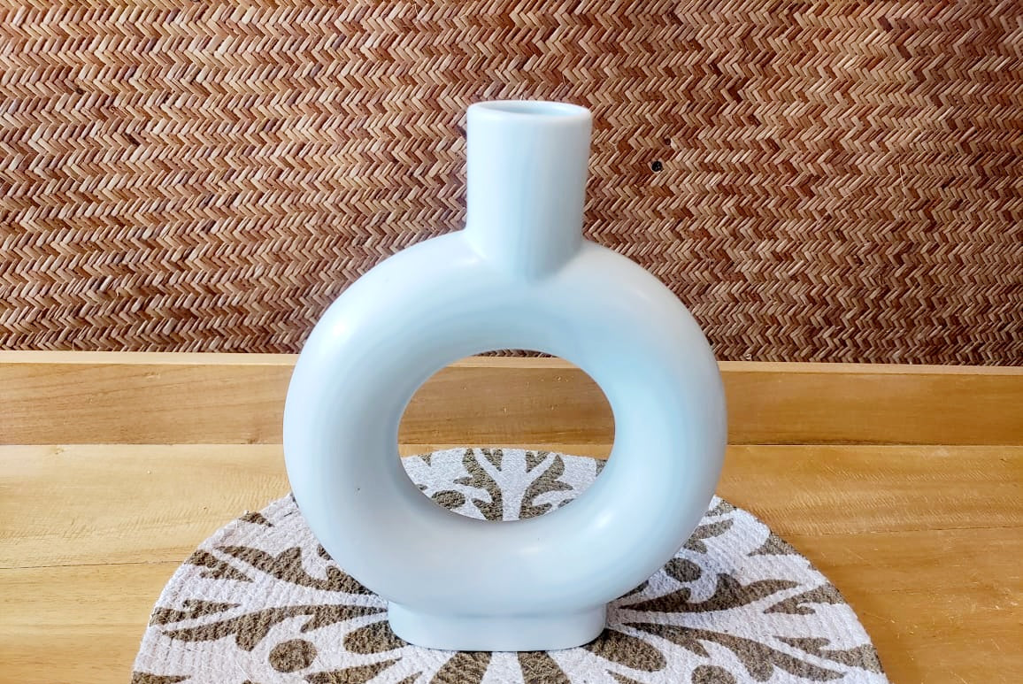 Donut White Ceramic Vase