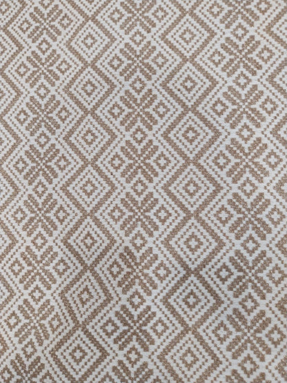 Beige Abstract Design Cotton Sofa Cover with Decorative Tassels