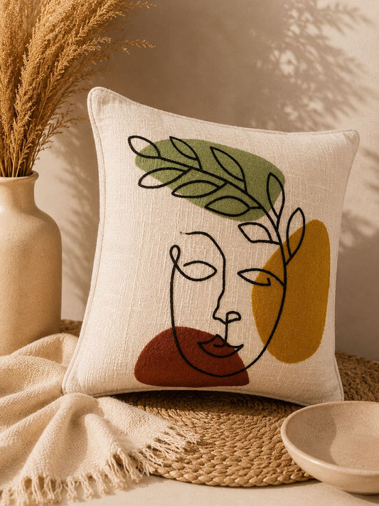 Abstract Face Design Quirky Cushion Cover