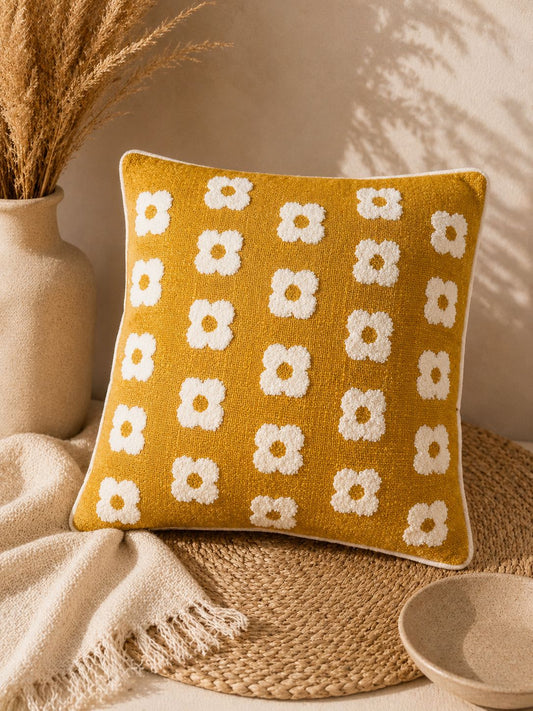 Mini Floral Embroidery Cotton Cushion Cover