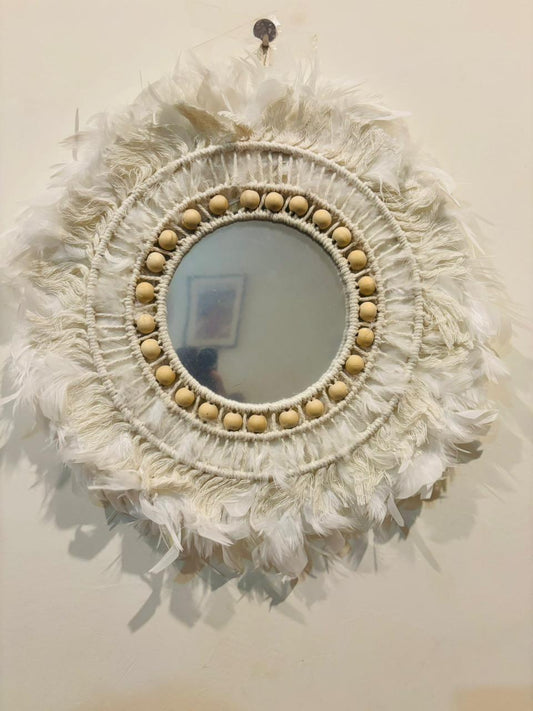 White Beaded Boho Wall Hanging