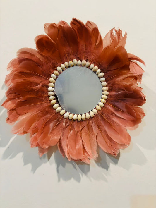 Rust Orange Boho Wall Hanging Mirror