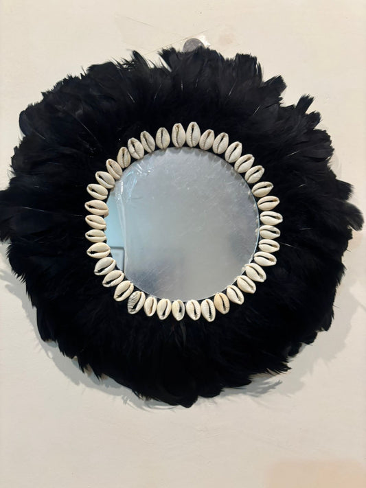 Quirky Black Boho Wall Hanging Mirror