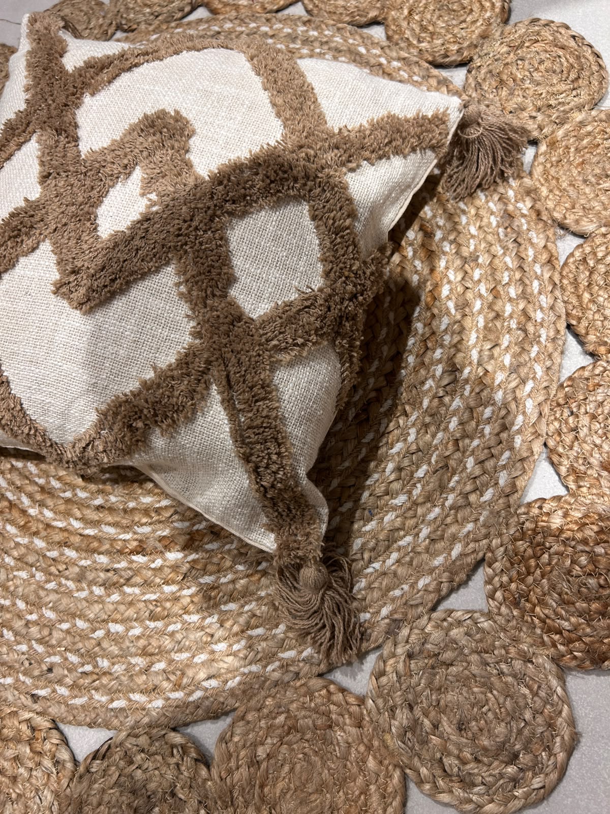 Bohemian Beige Abstract Natural Cotton Cushion Cover