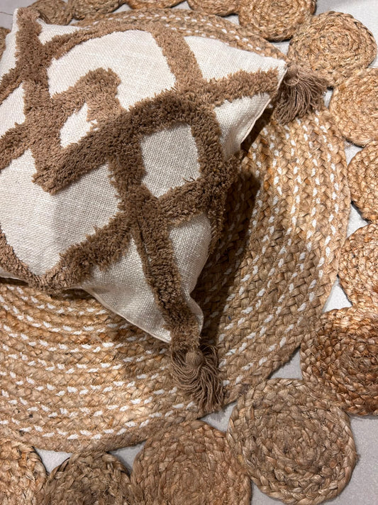 Bohemian Beige Abstract Natural Cotton Cushion Cover