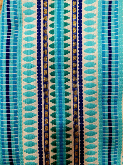 Quirky Blue Cotton Sofa Cover with Decorative Tassels
