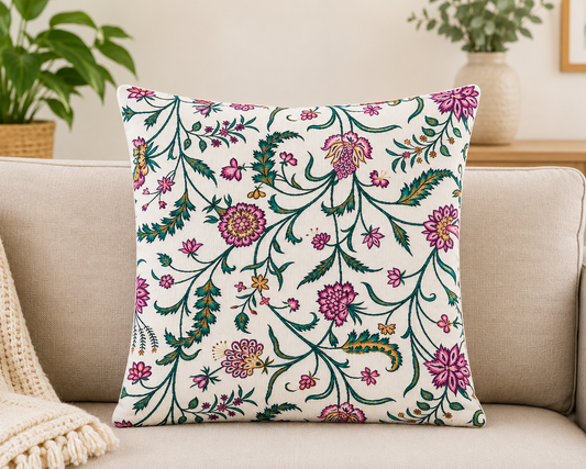 Pink Floral Cushion Cover
