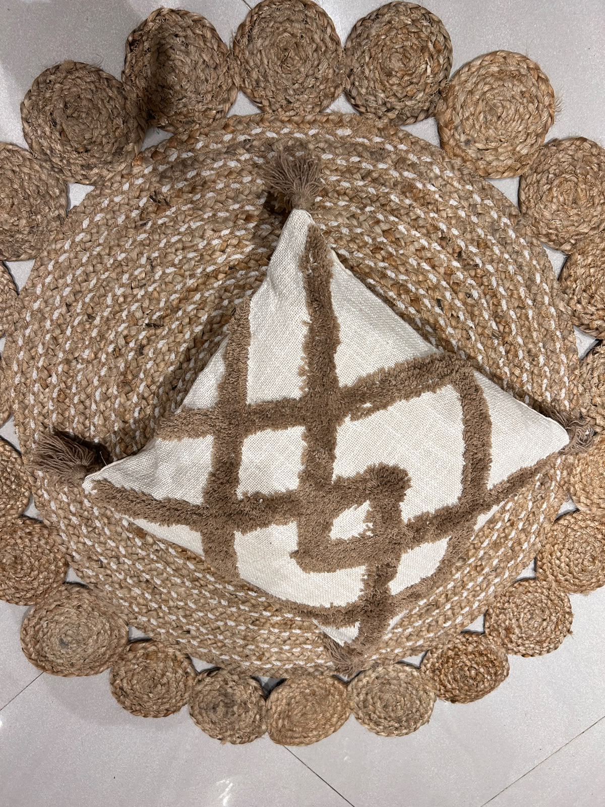 Bohemian Beige Abstract Natural Cotton Cushion Cover