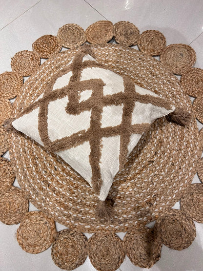 Bohemian Beige Abstract Natural Cotton Cushion Cover