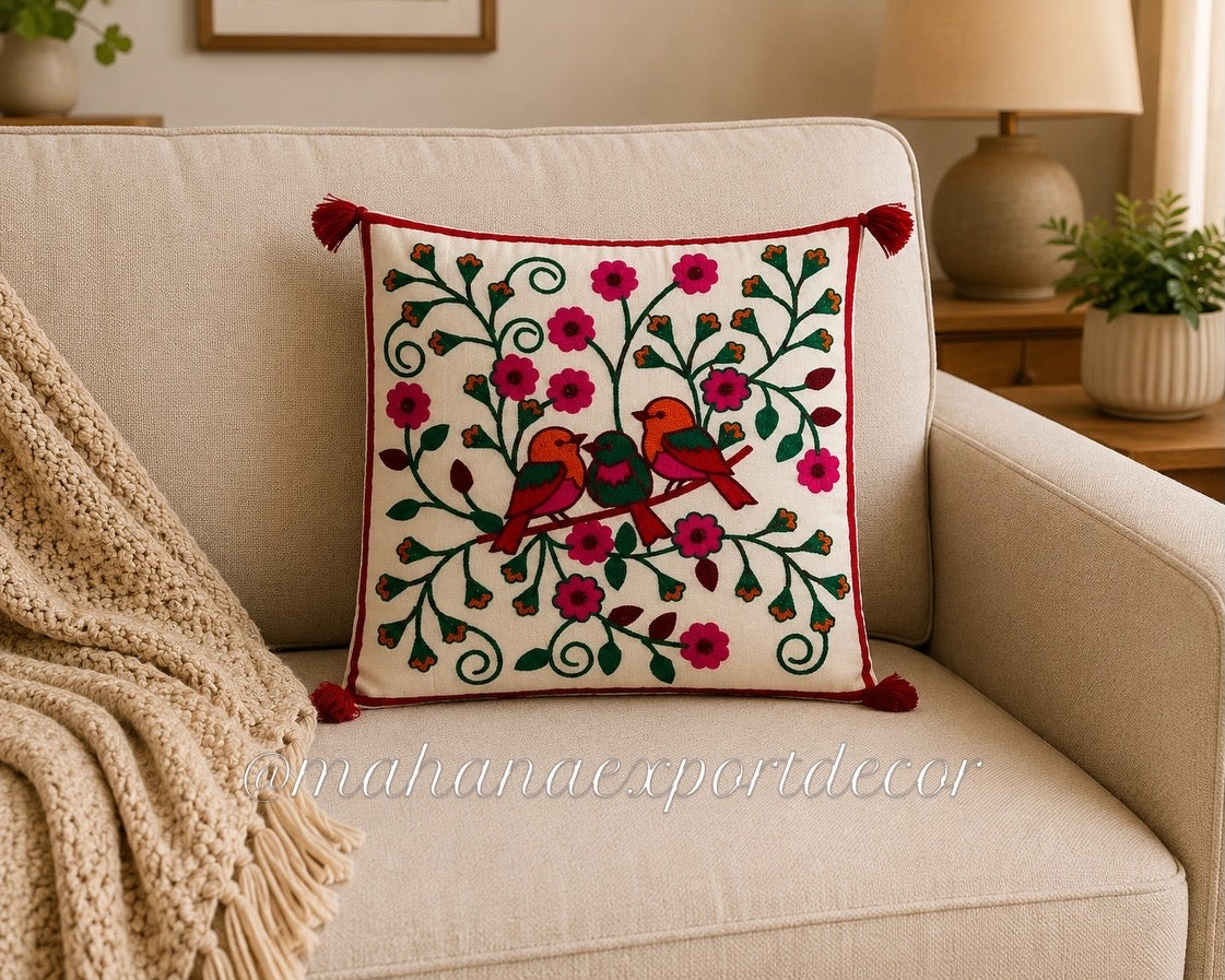 Tropical Embroidery Color Cushion Cover